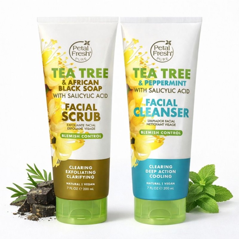 Petal Fresh Tea Tree Blemish Control Duo Facial Cleanser & Scrub w/ Salicylic Ac